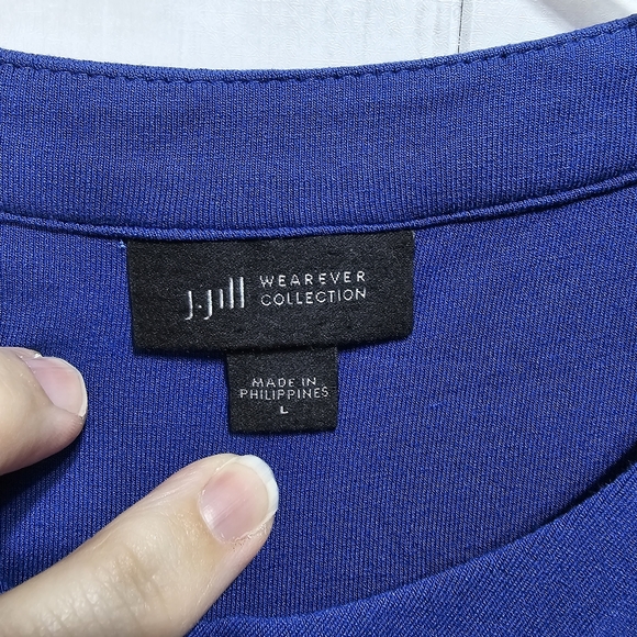 J Jill Wearever Women's Blue Button Front Tunic Top Pocket Knit Shirt Size Large - Picture 5 of 7
